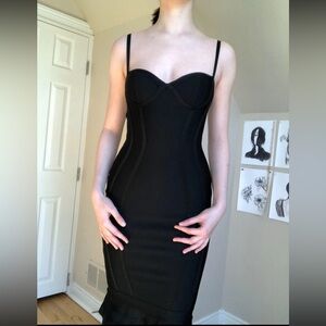 Mermaid Hem Bustier Bodycon Midi Bandage Cocktail Dress